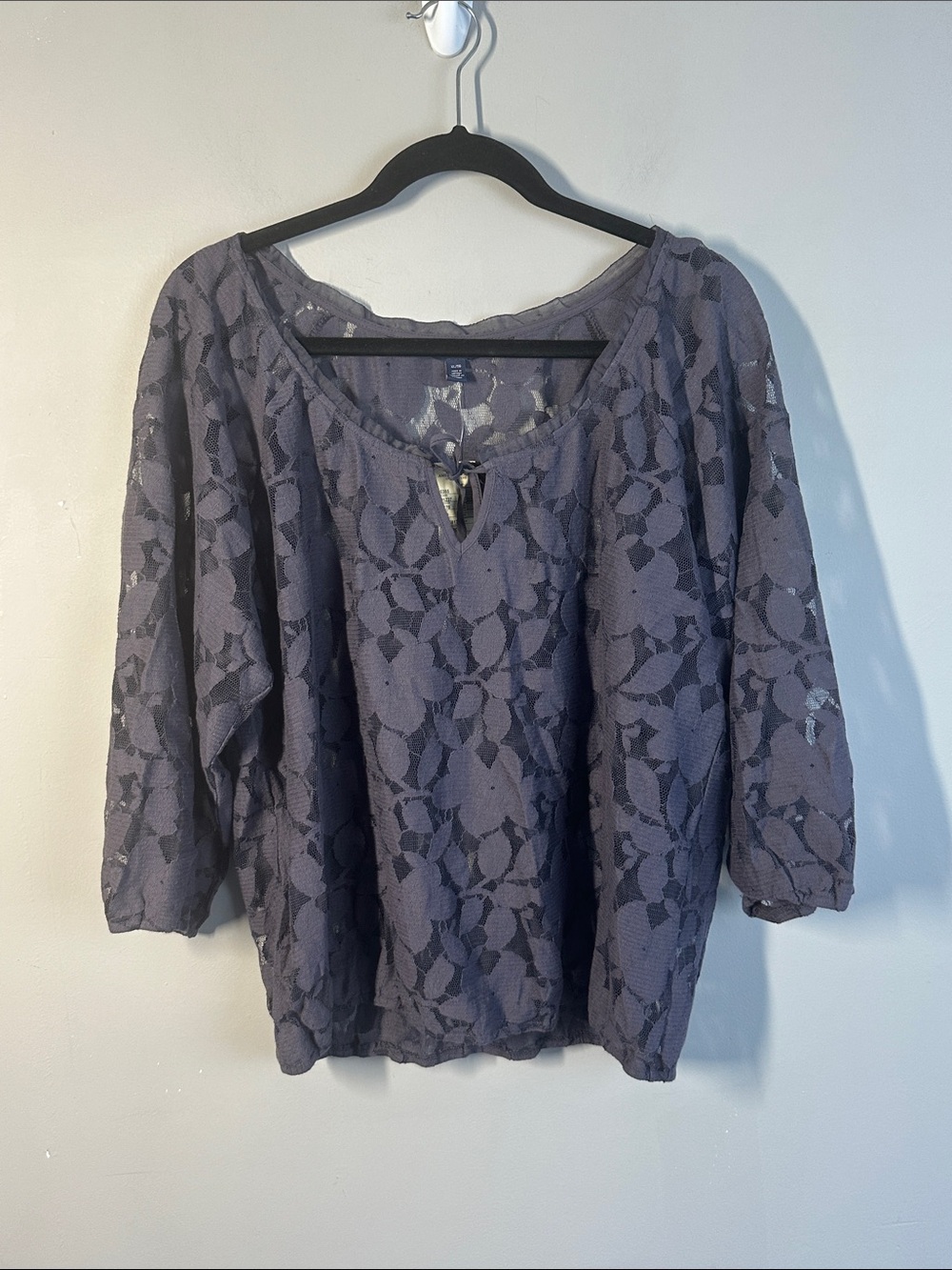 NWT American Eagle Women’s Purple 3/4 Sleeve Peasant Boho Blouse Size XL
